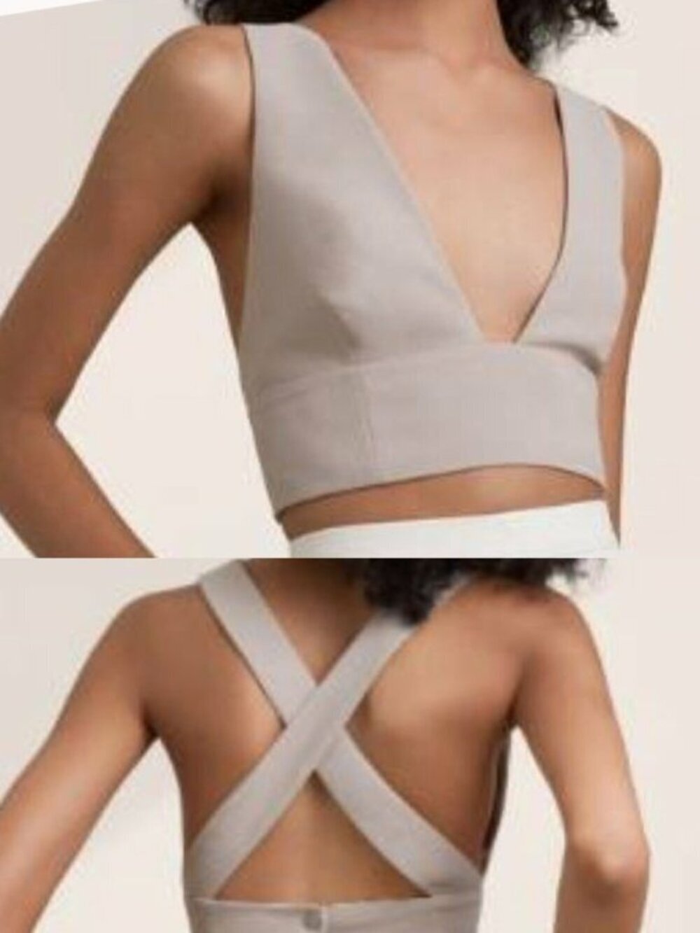 Aritzia Wilfred Gerland Crop Top Beige V-Neck Sleeveless Size 4